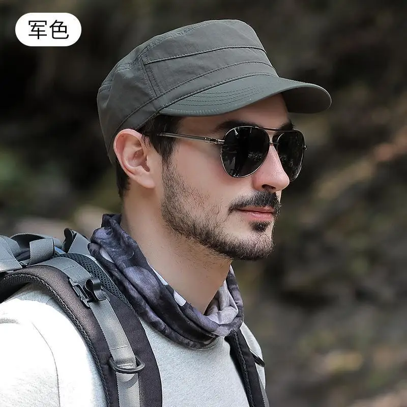Military Hat Men's Outdoor Sports Peaked Caps Summer Adjustable55-60cm Solid Color Trucker Hats Spring Sun Protection Sun Cap