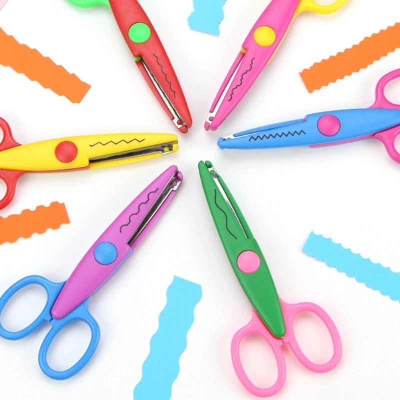 1 Pc 6 Inches Multifunctional Child Safety Lace Scissors Creative DIY Student Supplies Manual Cutting Stationery