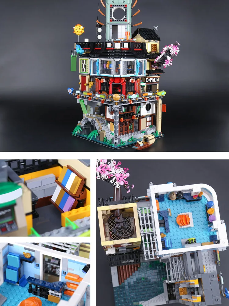 With LED lights For City Gardens Ninja Movie Series Building