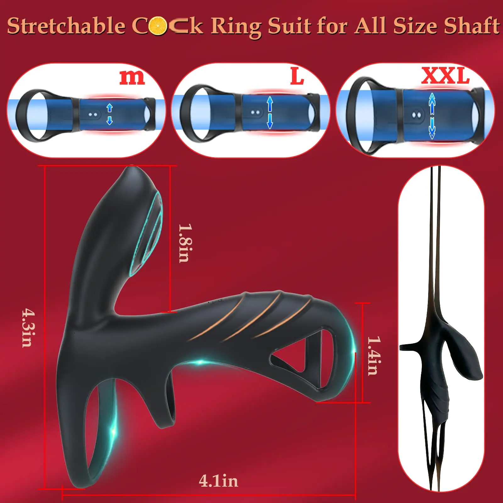 Vibration Ring, Ring Wearable Vibrator, Adult Male Couple Sex Toy, Men's Couple Happy Silicone Ring G-Spot Clitoral Vibrator St