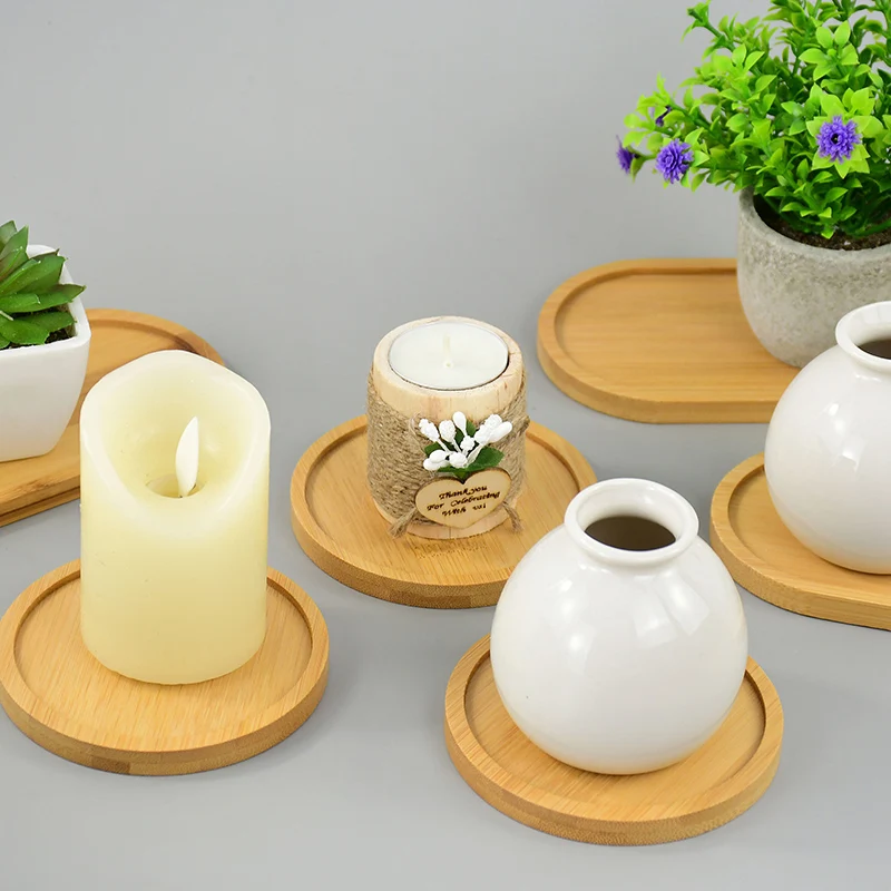 Wooden Serving Tray Dessert Pallet Coffee Cup Mat Flower Pot Tray Cup Pad Fruit Food Tray Garden Supply Kitchen Home Decoration 5