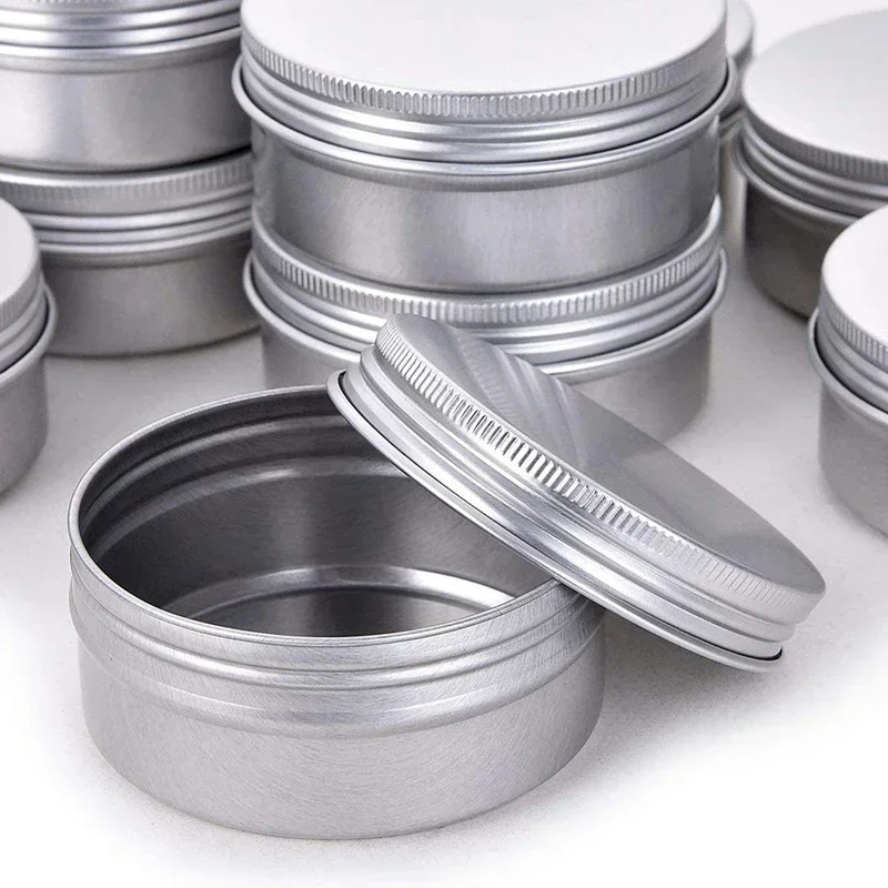 Metal Round Cosmetic Tins Aluminum Empty Candles Cans Storage Jars with Screw Lids For Lip Balm Salve Spices 10Pcs/lots 5g-60g aluminum tins cans cosmetic pot jars