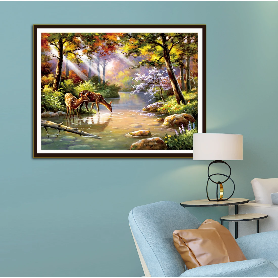 Forest Deer Cross Stitch DIY Kits Home Decoration Landscape Painting 11CT Printed Handmade Embroidery Crafts Set Animal Pattern