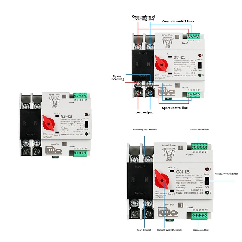 

Single Phase Din Rail ATS 220V PC Dual Power Automatic Transfer Switch 2P Household Power Transfer Switch 50/60Hz