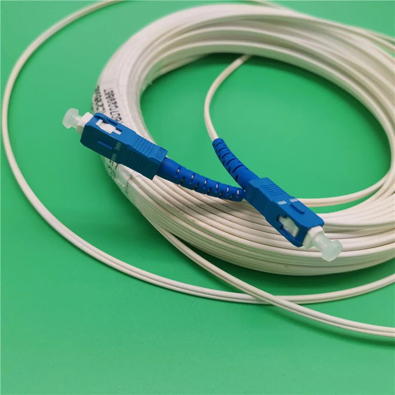 Fiber SC Patch Cables FTTH SC UPC White 150M SC UPC Single Mode Simplex outdoor FTTH Drop Cable Fiber Optic Extension Cable