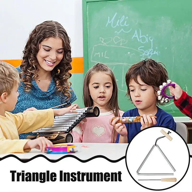 Triangle Percussion Instrument Hand Steel Triangle Percussion Instrument Steel Bell With Strikers For Rhythm