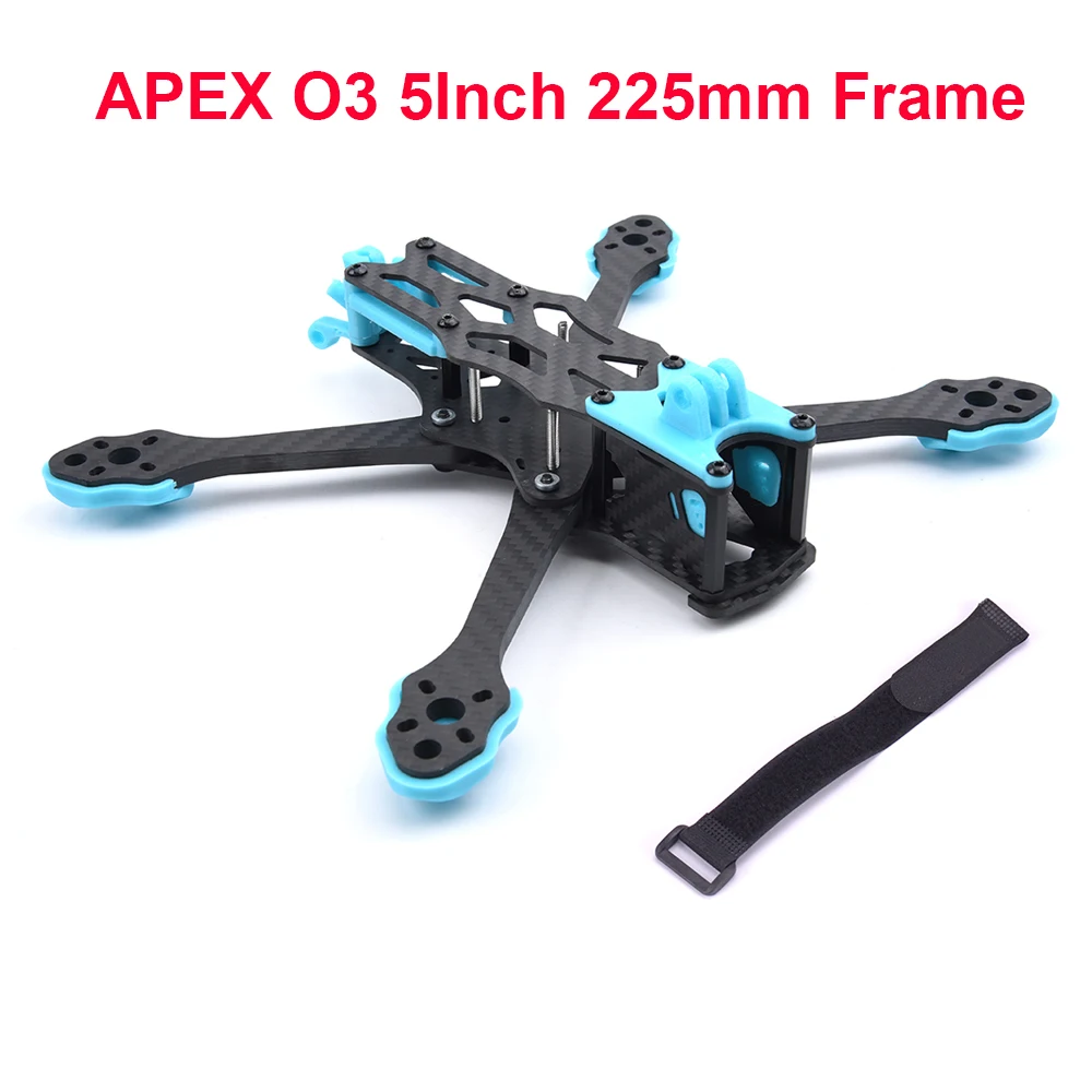 Vue éclatée du kit cadre APEX-O3 5 pouces 225mm pour drone FPV, avec bras et vis de montage