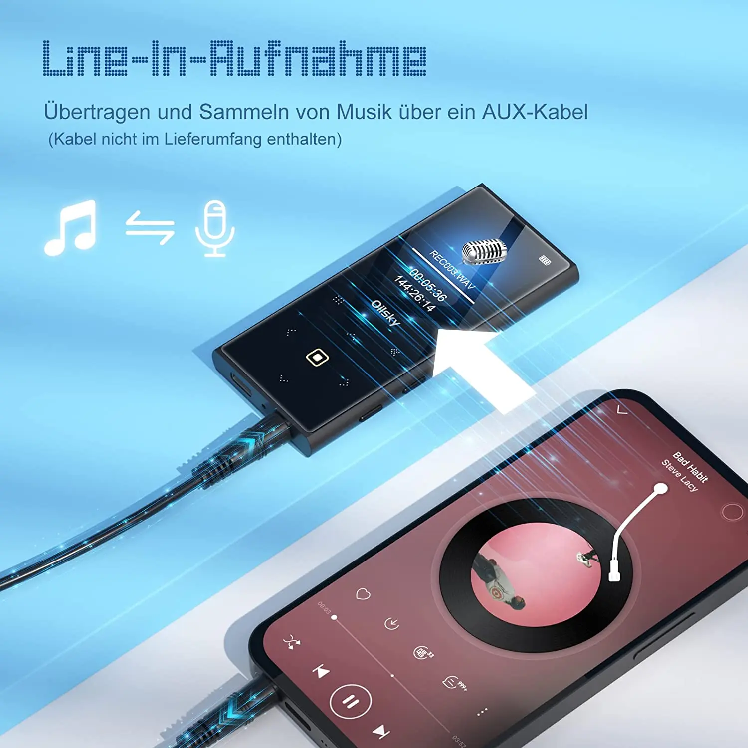 Portable Digital Music Player with Bluetooth and Speakers