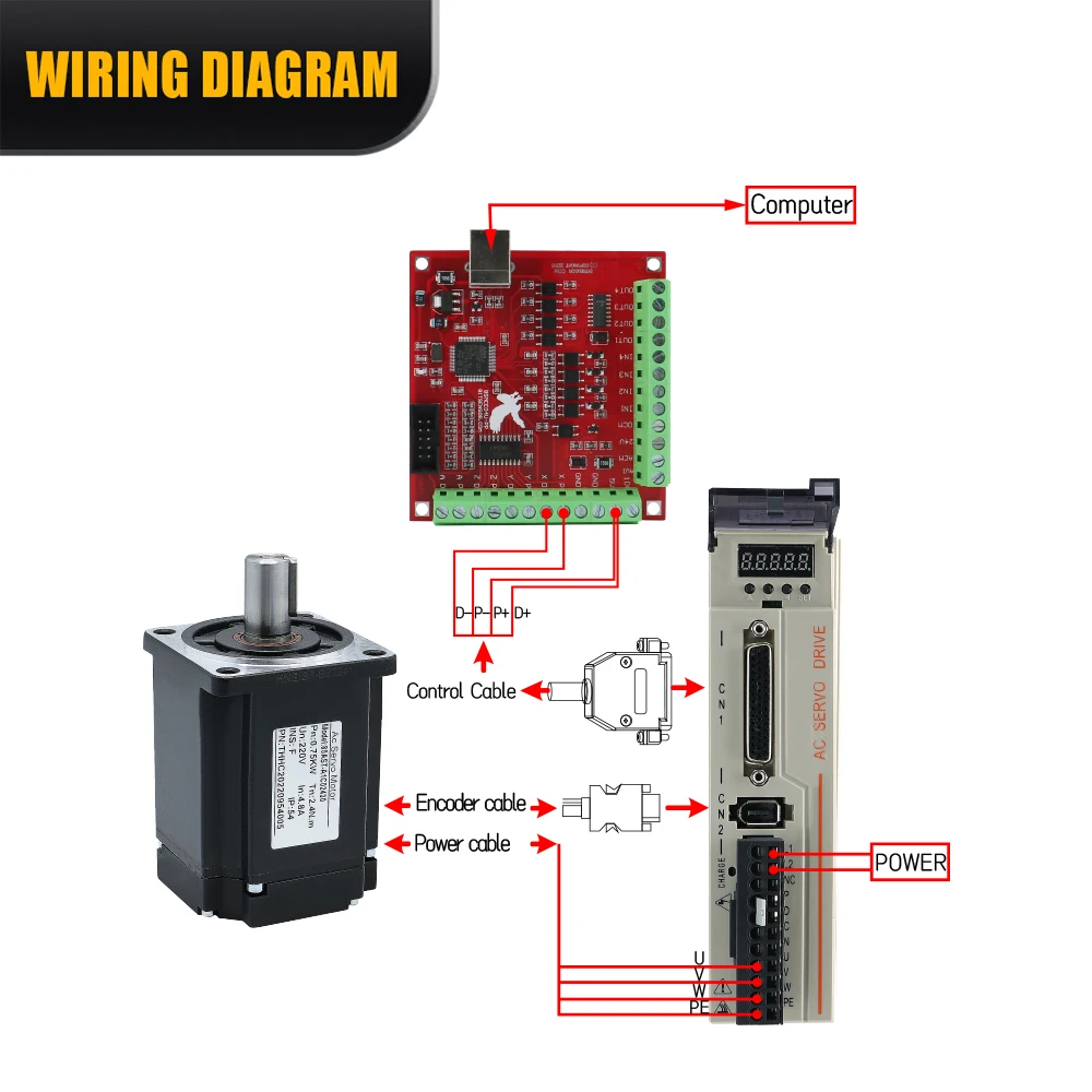CNC 조각기용 서보 모터 400w 600w 750w 1000w 서보 드라이버 17 비트 앱솔루트 인코더 AC220V 1.27Nm-3.8Nm 543ozin, 인기 판매