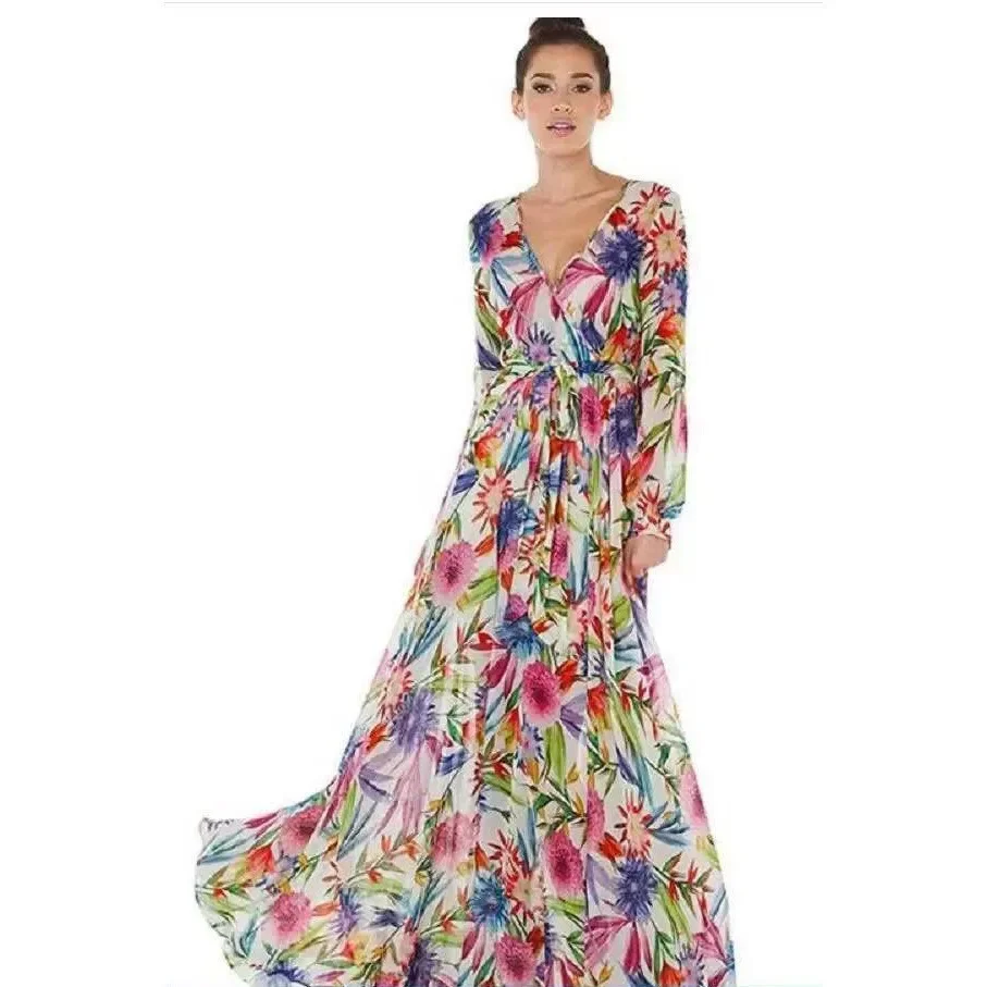 2024 Maxi Dress Fashion Women Dress Women Boho Robe Femme Long Maxi Dress Evening Party Long Beach Dresses Sundress