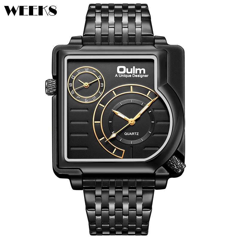 Men Watch Luxury Gold Black Blue Wristwatch Stainless Steel Watches Quartz Clock Square Dial Business Man Male Relogio Masculino