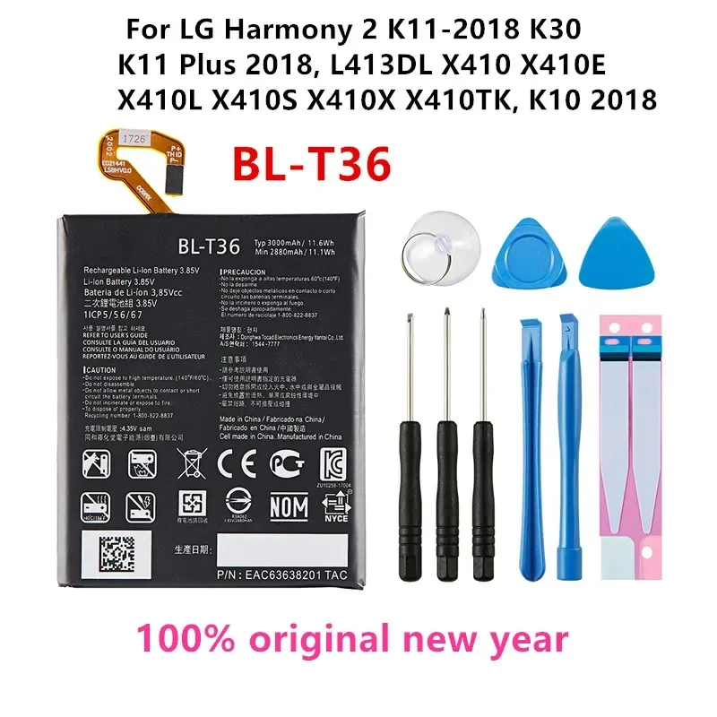 

Original BL-T36 3000mAh Battery For LG Harmony 2 K11-2018 K30 K11 Plus 2018, L413DL X410 X410E/L/S/X/TK K10 2018 Batteries+Tools