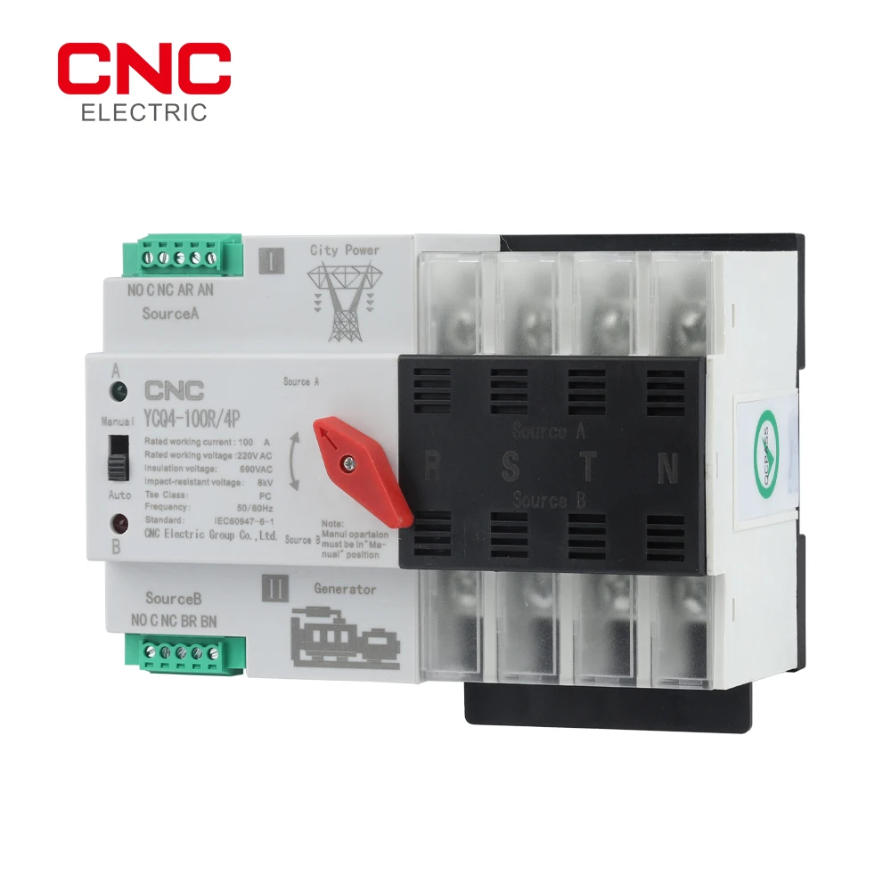 thumbnail image 2 of Interruptor De Transferencia CNC YCQ4-100E/3P Dual Power Automatic Transfer Switch (ATS) - 63A/100A, 220V, 3 Pole, DIN Rail Mount 220v Transfer Switch 2 of 12