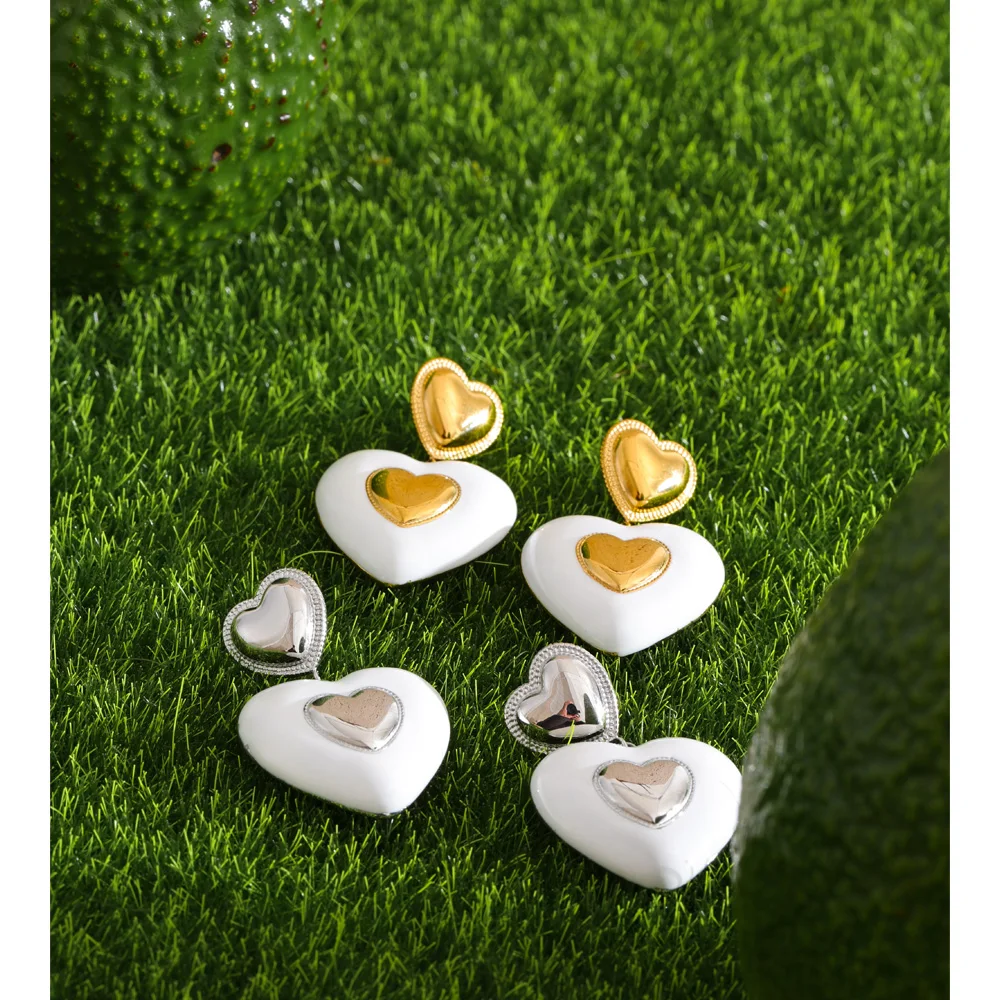 Yhpup Earrings Heart Drop Classic Style