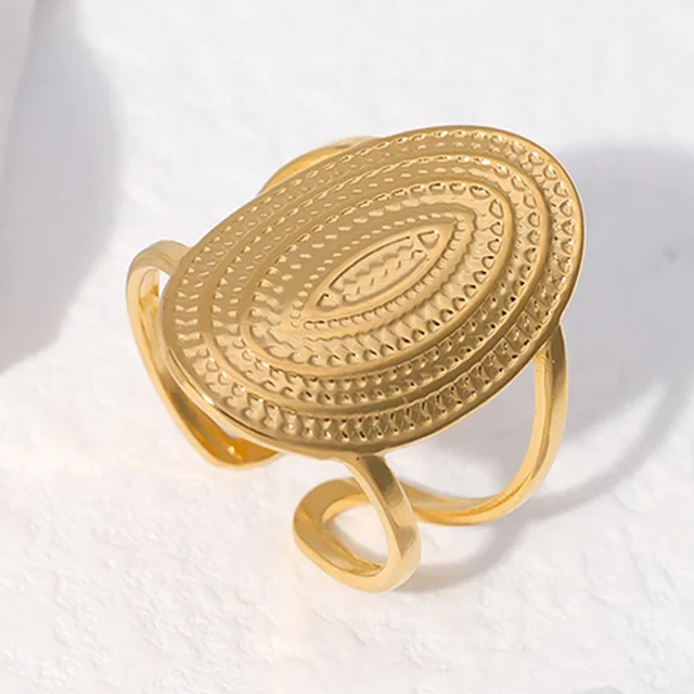 Bague Vintage en acier inoxydable pour femmes, anneau d'ouverture d'huile goutte à goutte blanche, Simple, couleur or, géométrique réglable, bijoux 2023