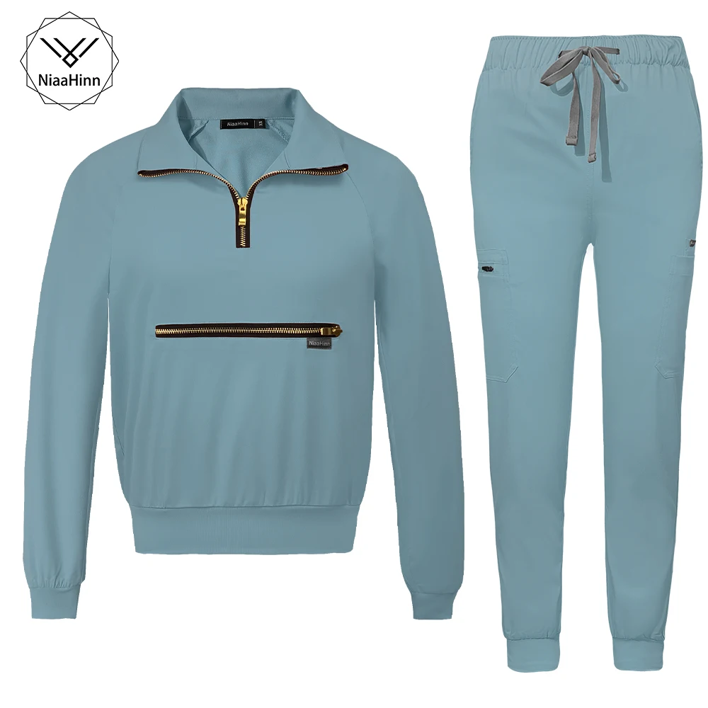 

Ladies Premium Comfortable Medical Scrub Top Long Sleeve Pants Pharmacist Operating Room Nursing Jogging Stretch Sports Suit New