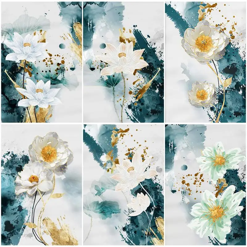 RUOPOTY Diy Oil Painting By Numbers Flower Paint For Fabric 40X50 With Frame Wall Accessories Art Supplies Home Decoration