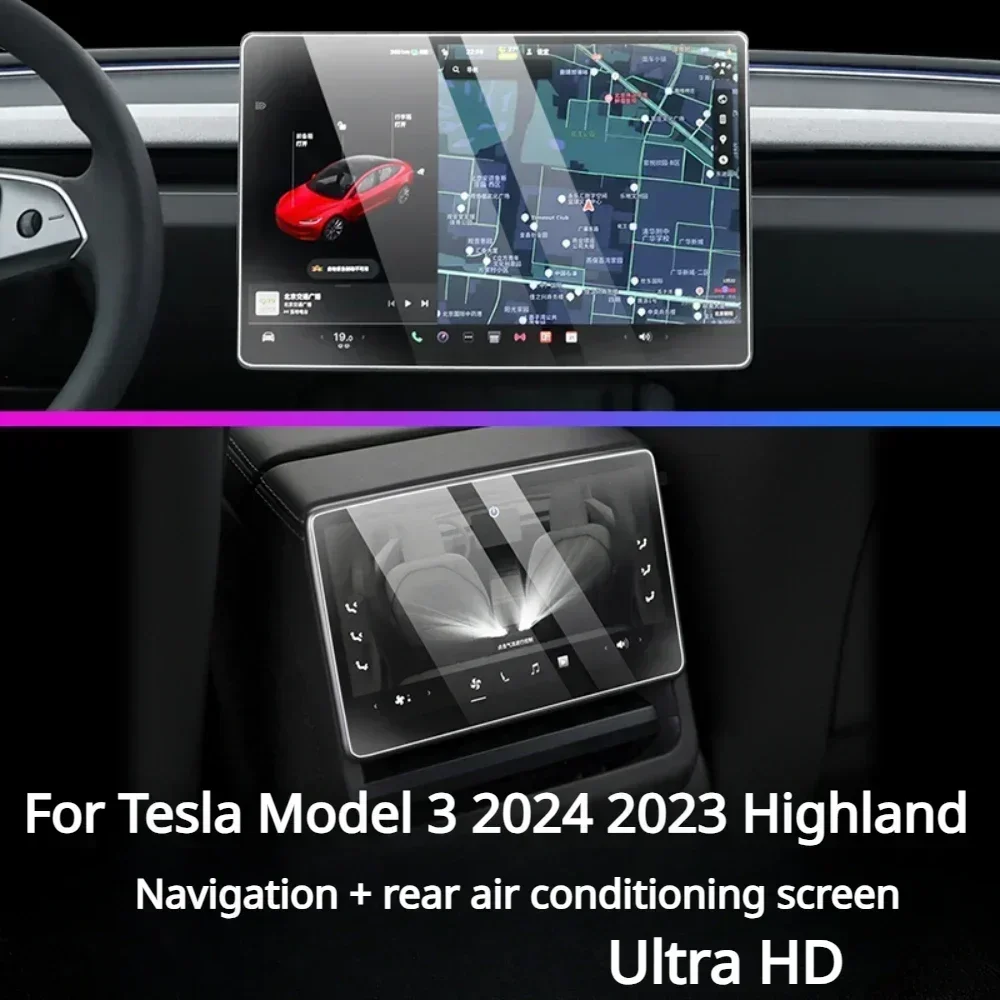 For Tesla Model 3 Highland Tempered Glass Car Interior Navigation Entertainment Media Touch Center Display Protective Film