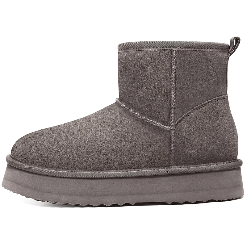 Women Suede Fur Lined Mid Calf Snow Boots
