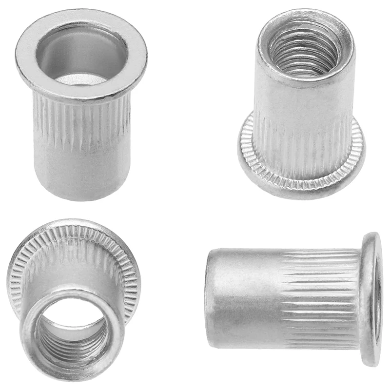 Gueenky 200 Pezzi Dadi Rivetti Filettati in Acciaio Inox, M3 Dadi Filettati a Testa Piatta, Assortimento Inserti Filettati Mobili in Legno (7 mm x 9 mm