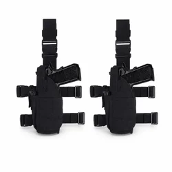 Tactical MOLLE Thigh Platform Holster for Hunting & Paintball (Black - 2pc)