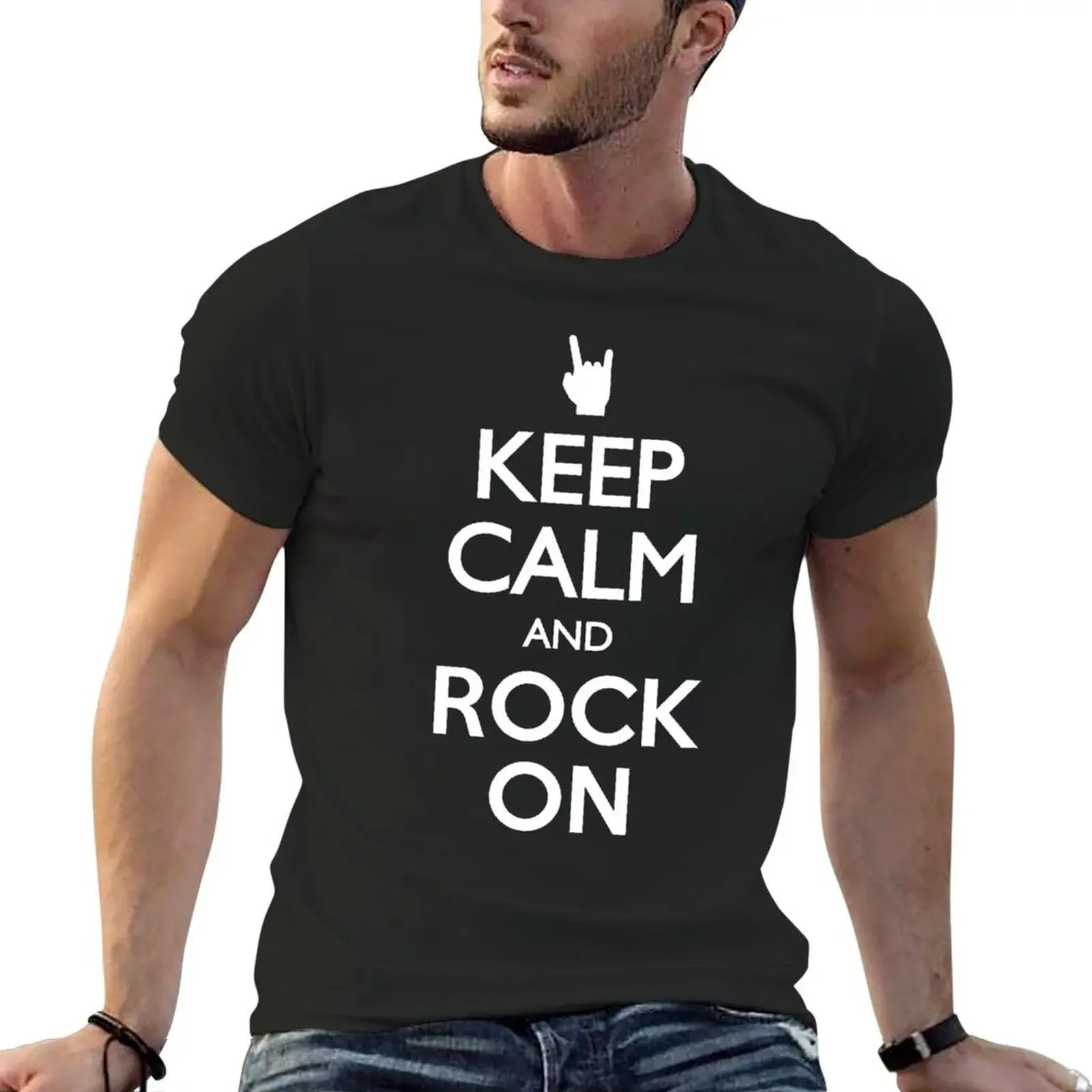 

Футболка Keep Calm and Rock On, футболка, корейская мода, милая одежда от пота, мужские футболки чемпиона