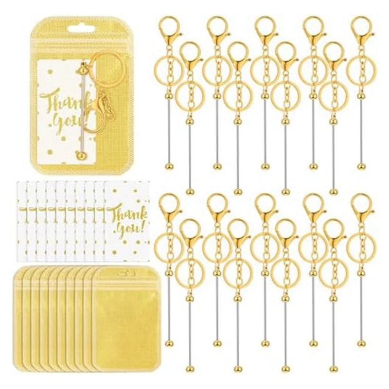 

50Piece Beadable Keychain Bars Beadable Blanks Gold Metal For DIY Jewelry Making For Babyshower Wedding Birthday Gifts