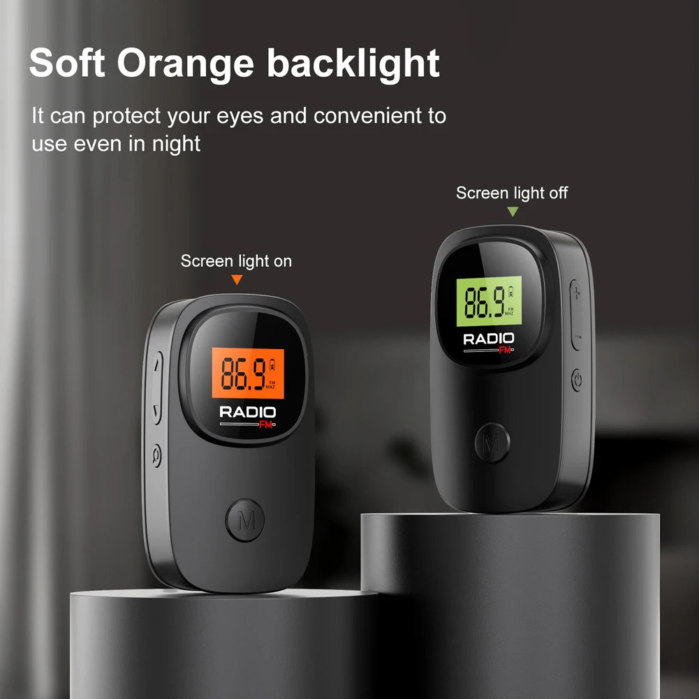 Portable Radio Digital Tuning Pocket Radio with 3.5mm Earphone Battery Operated Radio with Pocket Clip for Walking Jogging