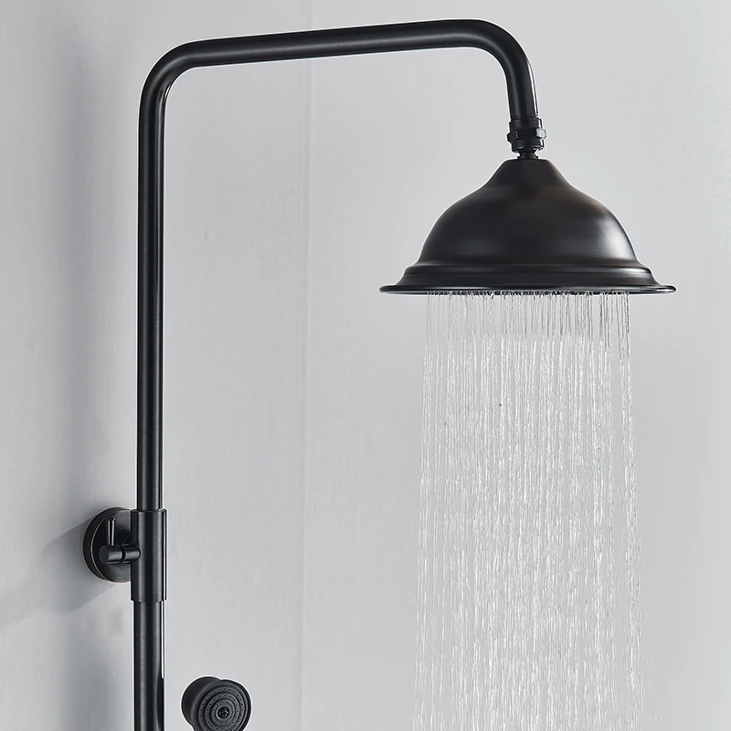Description Picture 4 of itemOil Rubbed Bronze Shower Faucet Wall Mounted 8 '' Shower Head Hot And Cold Water Mixer Crane  Shower Bracket Bathroom Shower Set