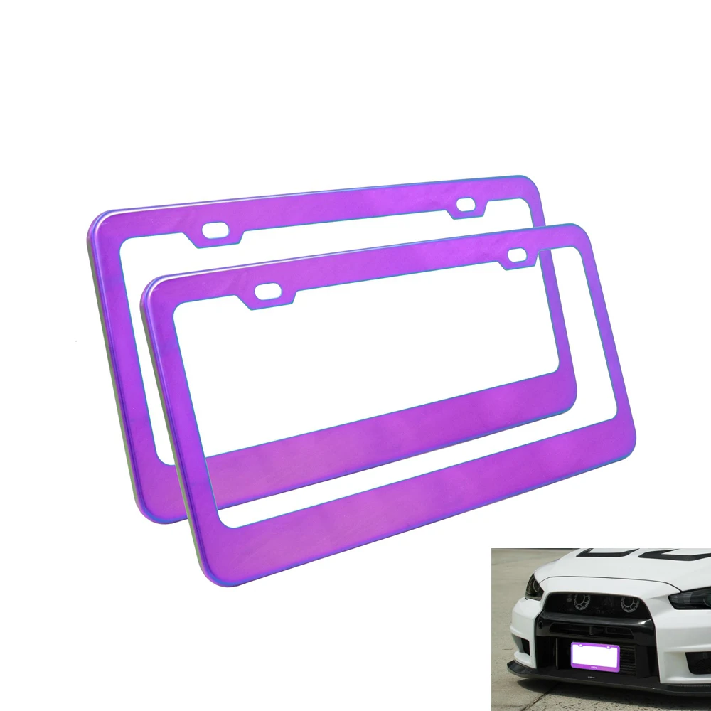 

JDM Neo Chrome License Plate Frame Stainless Steel License Holder For American and Canada Car