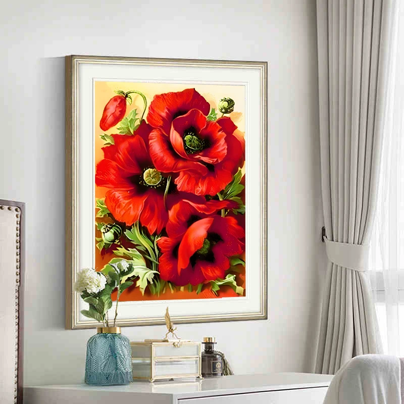 Diamond Painting Kits Poppy Flower 5D DIY Cross Stitch Mosaic Home Decor
