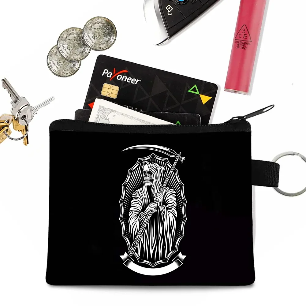 Wallet Canvas Coin Purse clutches earphone organizers small makeup bags skull pattern series zipper purse credit card holder