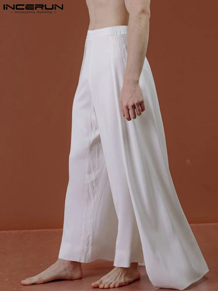 Stylish Men's Wide Leg See Through Mesh Trousers Solid All-match Simple Male Comfortable Long Pants S-5XL INCERUN wide leg pants