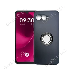 Sleek TPU Soft Cover with Back Ring Holder Bracket for T - Mobile REVVL 8 (Ring Case Black)