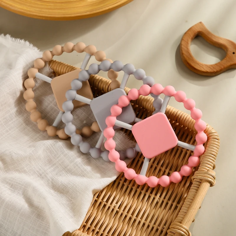 Baby Teether Elastic Molar Toy Round Chewable Silicone Teething Rings Nursing Bracelet BPA Free Baby Accessories For Newborn 1Pc teething toys silicone teething toys