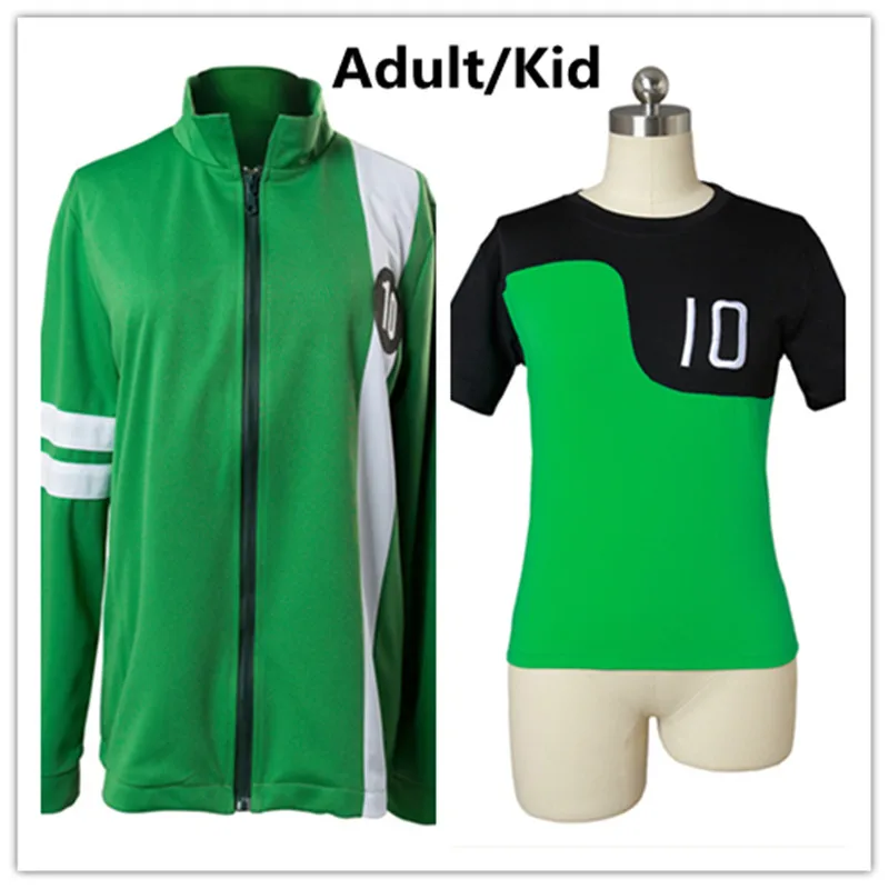 

Adult/Kids Boys Ben Cosplay Tennyson Costume Green Cotton T-shirt Jacket Coat Spring Autumn Long Sleeve Outerwear Hoodie Top