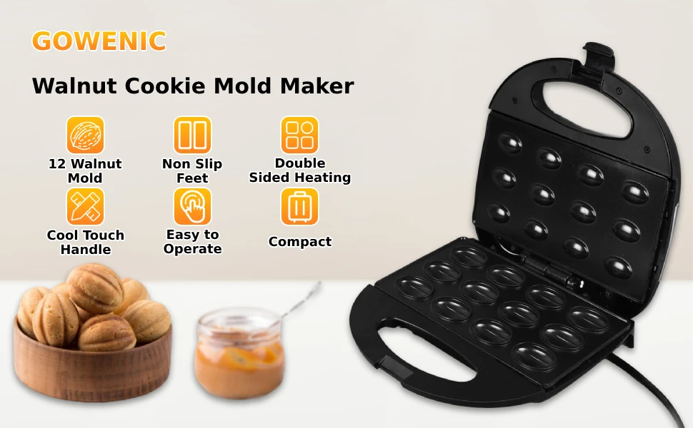 Description Picture 4 of itemMini Electric Nut Making Machine Frying Pan Cake Breakfast Machine, Home Sandwich Walnut Cake Machine Kitchen Baking
