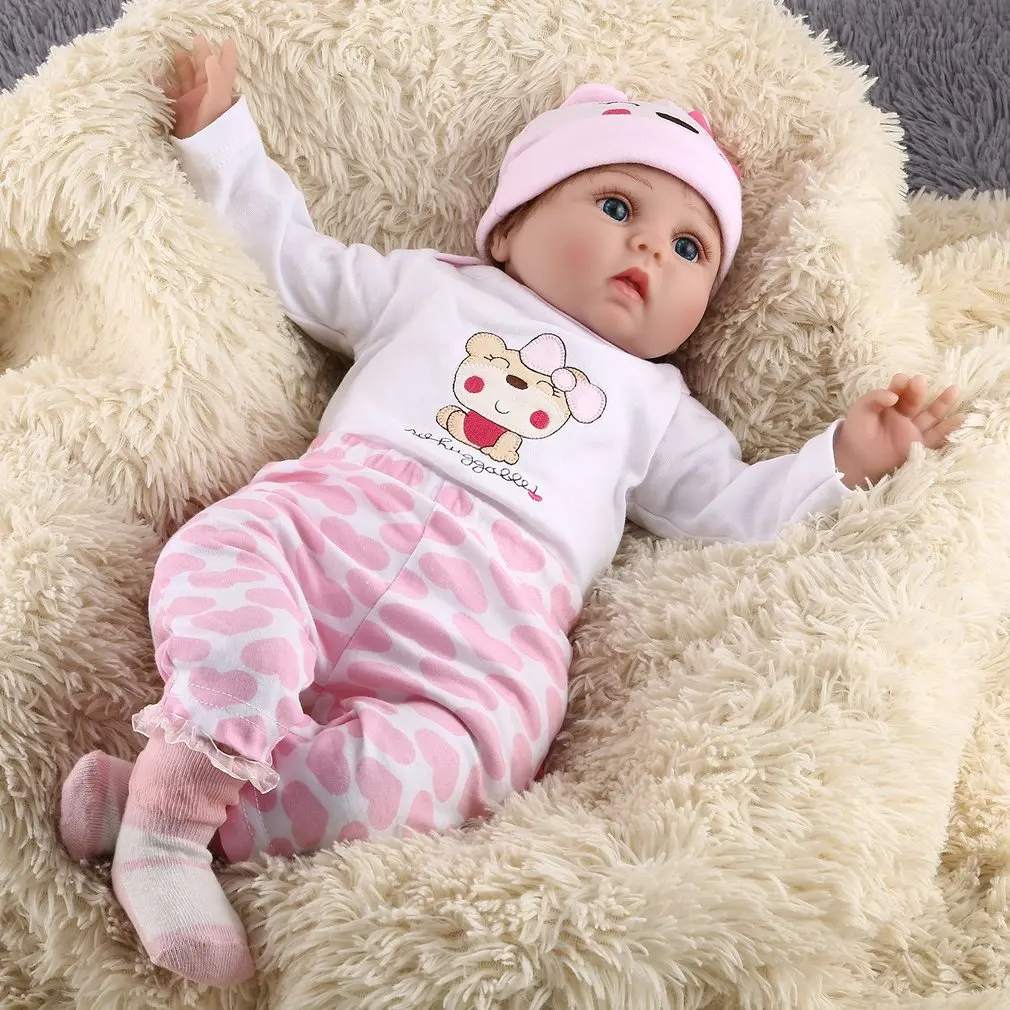 

55CM 1 SET Cute Kids Reborn Baby Doll Soft Lifelike Newborn Doll Girls Toy Birthday Gifts For Child Bedtime Early Education