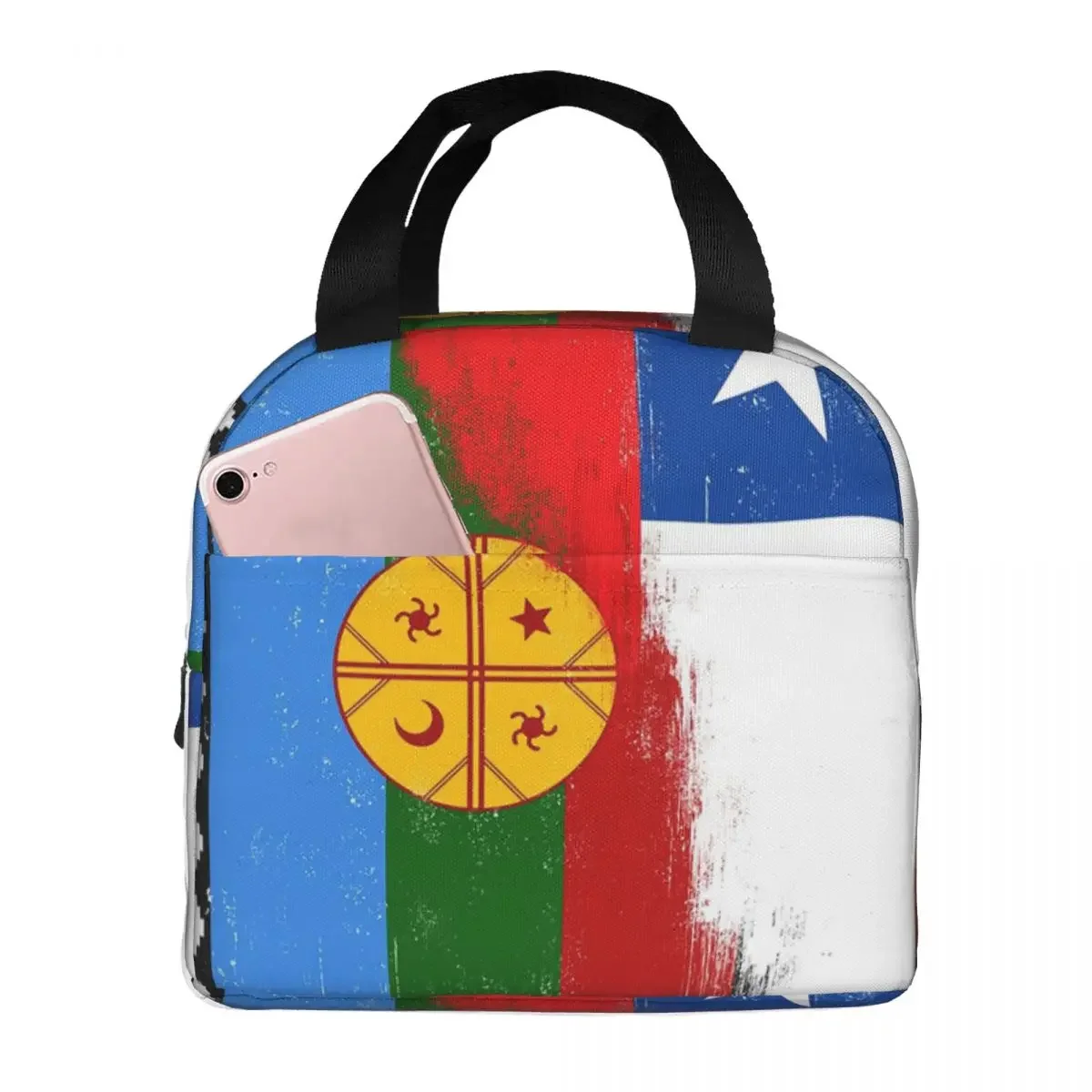 

Chile Mapuche Mix, Chilean Native Mapuche Insulated Lunch Bag Resuable Picnic Bags Thermal Lunch Tote for Woman Work Kids School