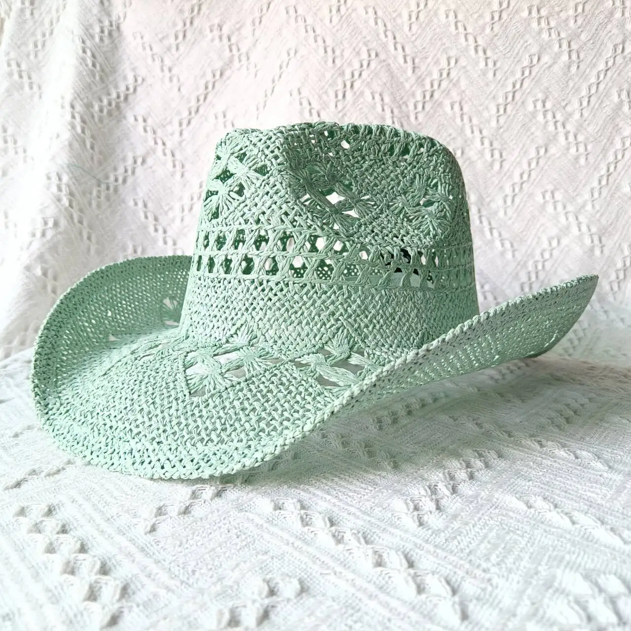 Neue lila 2024 Cowboy Strohhut hand gewebte hohle Männer und Frauen Sommer Sonnenhut Jazz Strohhut Western Cowboyhut Sombrero – Detail 8