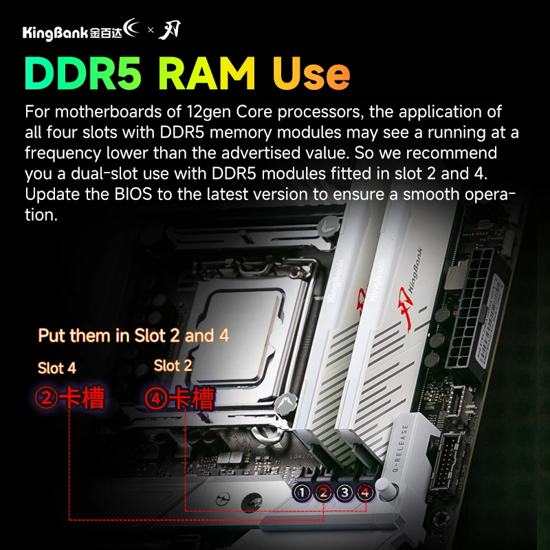 KingBank CL38 RGB memoria ram DDR5 RAM Memory DDR5 RAM PC 24GBX2