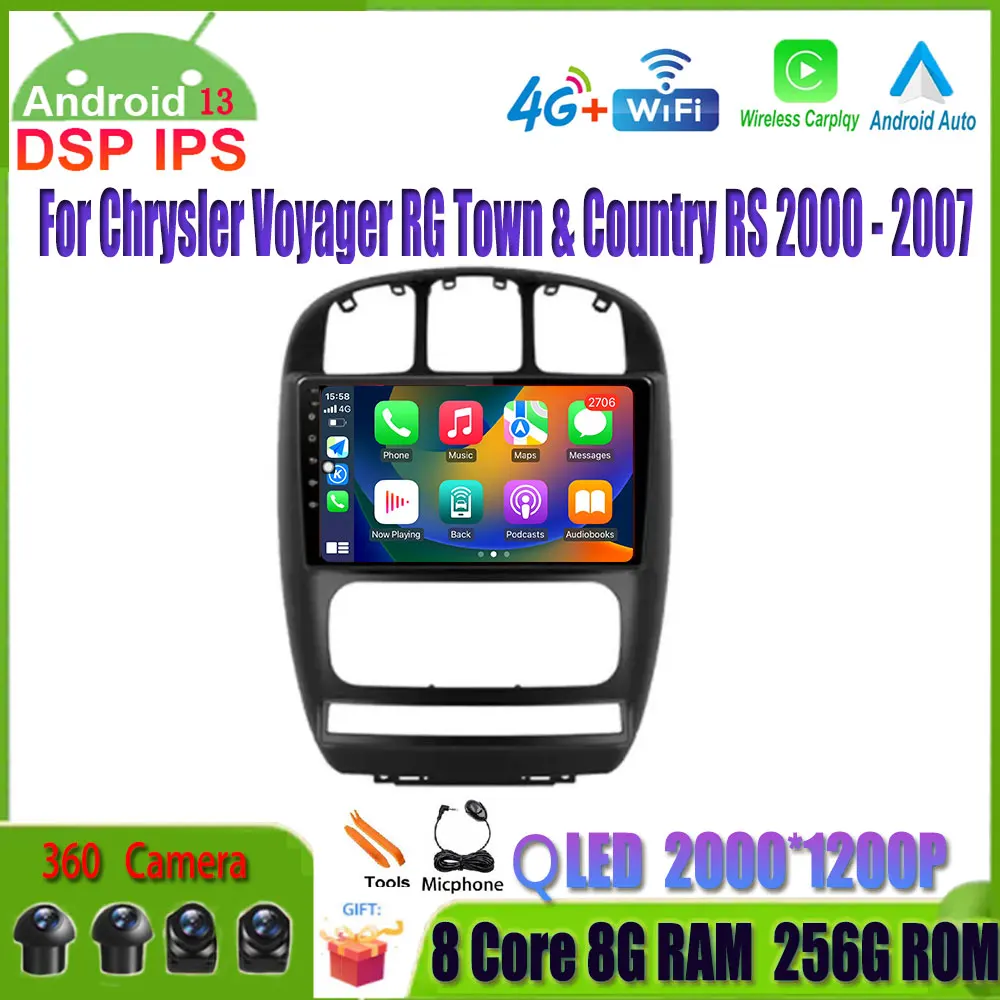 

Android 13 GPS-навигация для Chrysler Voyager RG Town & Country RS 2000 - 2007 автомобильный Carplay стерео плеер мультимедийное радио
