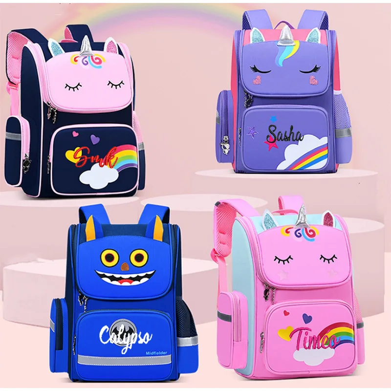 

Personalized Unicorn Elementary School Cartoon Backpack, Space Children's Backpack, Kindergarten Backpack, Embroidered Name