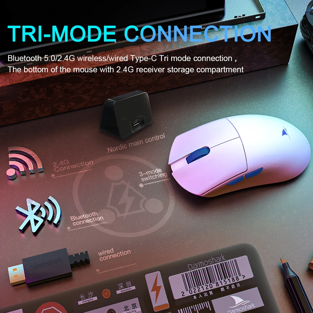Darmoshark M3 4K Gaming Mouse Wireless Bluetooth 26K DPI