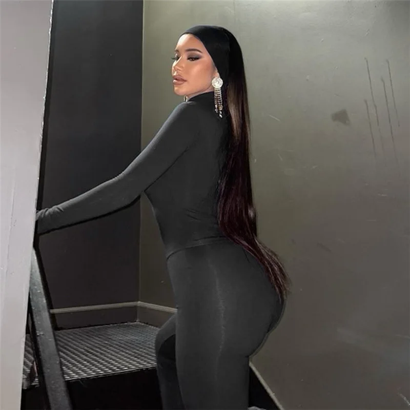 Sexy Sporty Casual 2 Piece Set Tracksuit Hollow Autumn Trend Skinny Crop Tops+Leggings Tight Matching Streetwear Outfits 2024