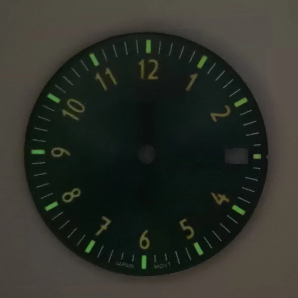 Watch Dial Accessories 28.5MM Green Luminous Watch Dial for Movements