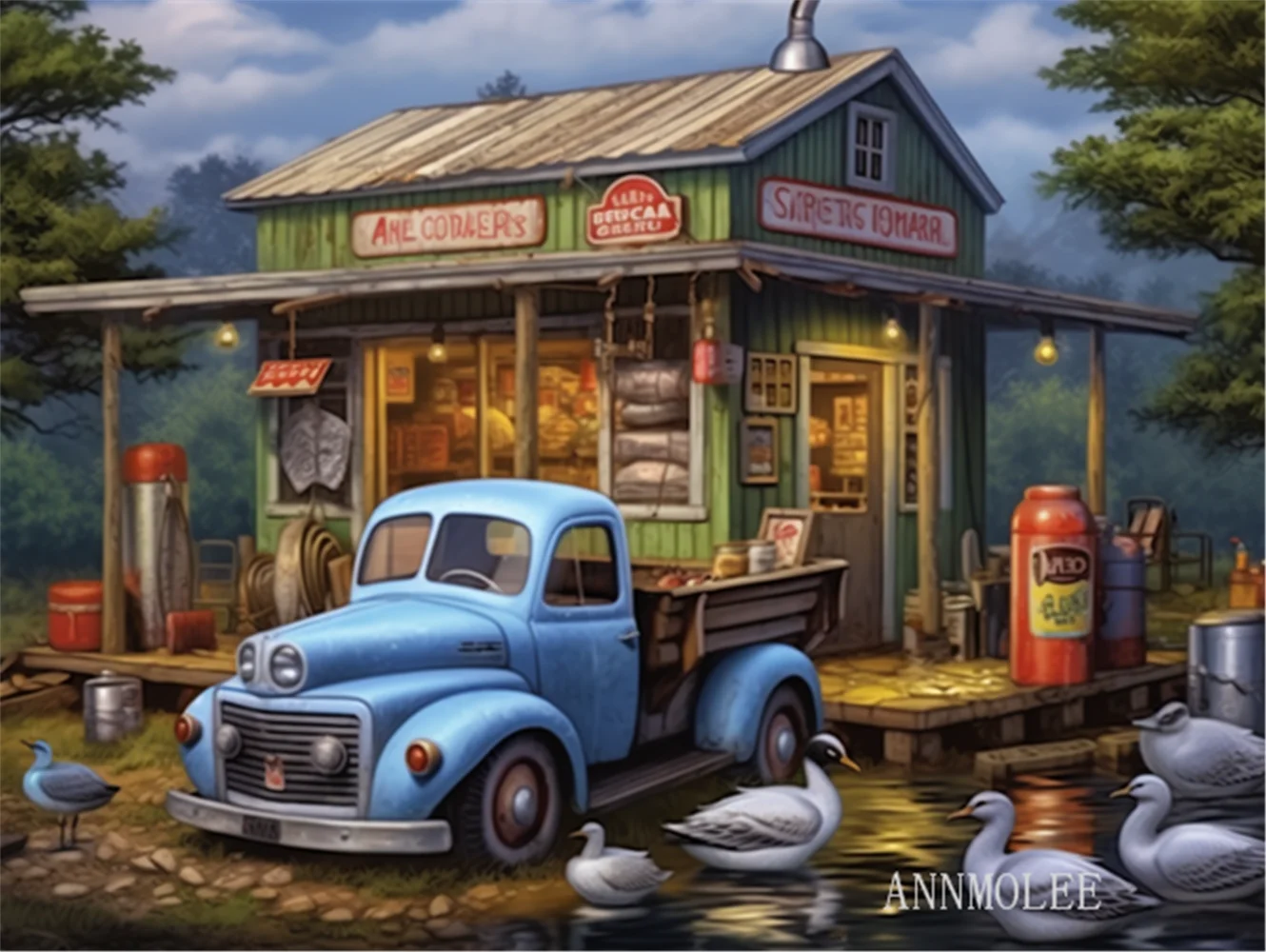 

Puzzles for adults and Family jigsaw puzzles Farmhouse Scene Farm blue truck Formation wooden Educational Colorful Puzzles