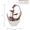 ZEN918 Indoor Tabletop Multi-Tiered Metal Falling Leaves Water Fountain with Stone-Filled Base, 14" 6