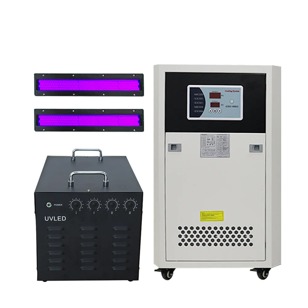 Complete Uv Led Curing System Water Cooled High Power 2pcs Uv Lamp for UV Oil UV Ink Glue Paint Cure