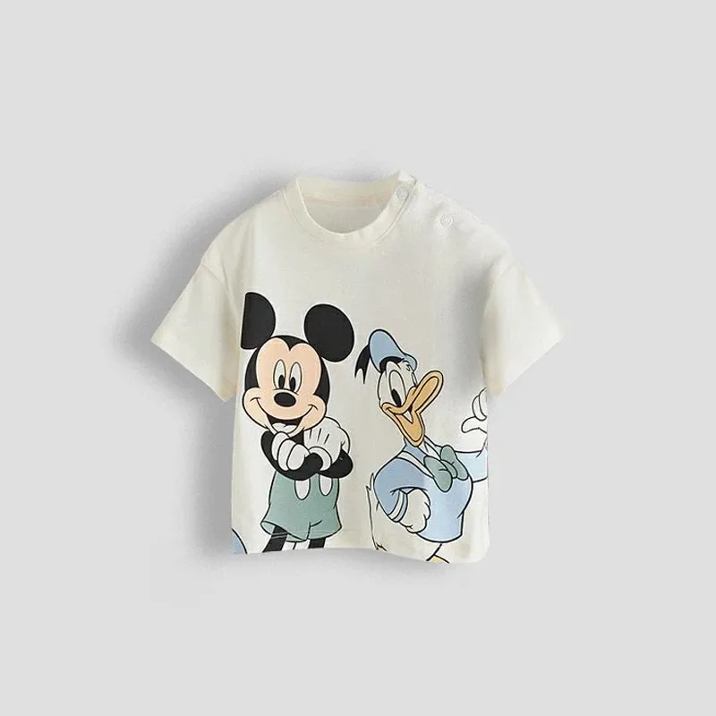 Mickey Tees Disney 2024 New Clothes For Boys And Girls Fashion Casual Loose Thin Round Neck Base Shirt Kids Short Sleeve Tees 5